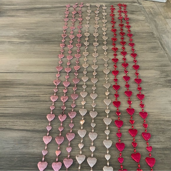 9 Strands Miniature Valentine’s  Day Garland, Fuchsia, Pink & Silver Each 33” - Picture 5 of 7